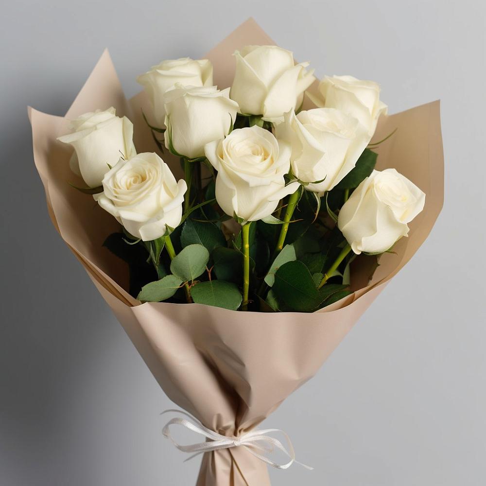 Букет 9 Белых роз Эдлесс Лав в Архангельской