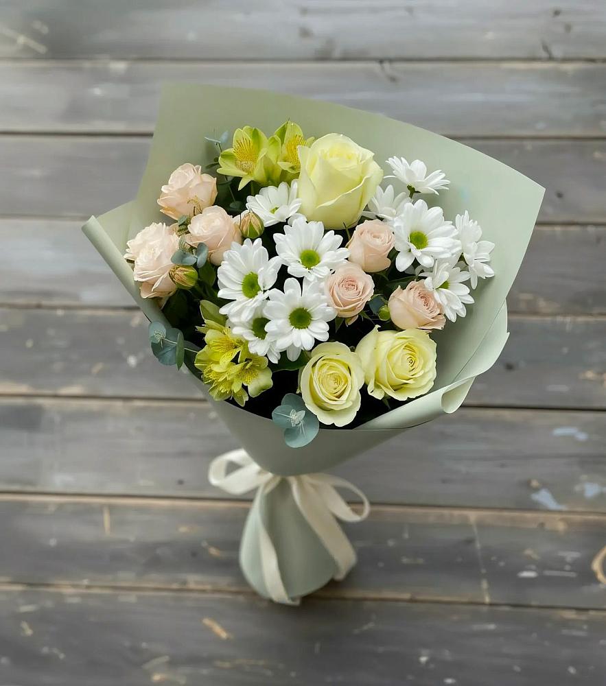 Букет цветов из: Альстромерии, Розы и Хризантемы в Архангельской
