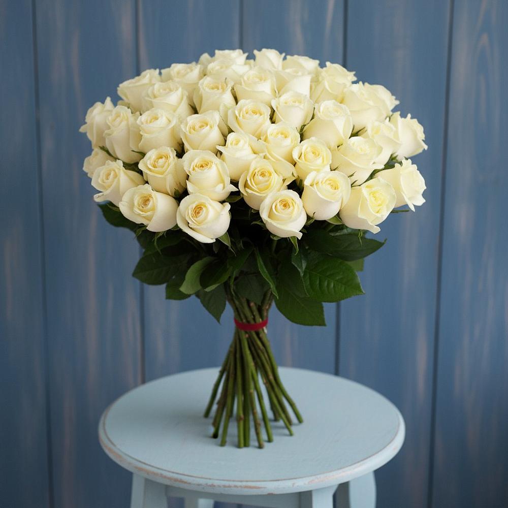 Букет 51 Белая роза Эдлесс Лав в Архангельской
