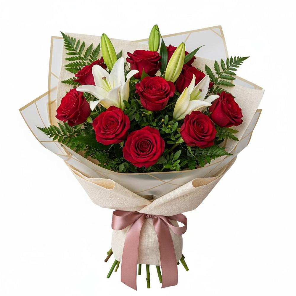 Букет цветов из: Лилии и Розы в Архангельской