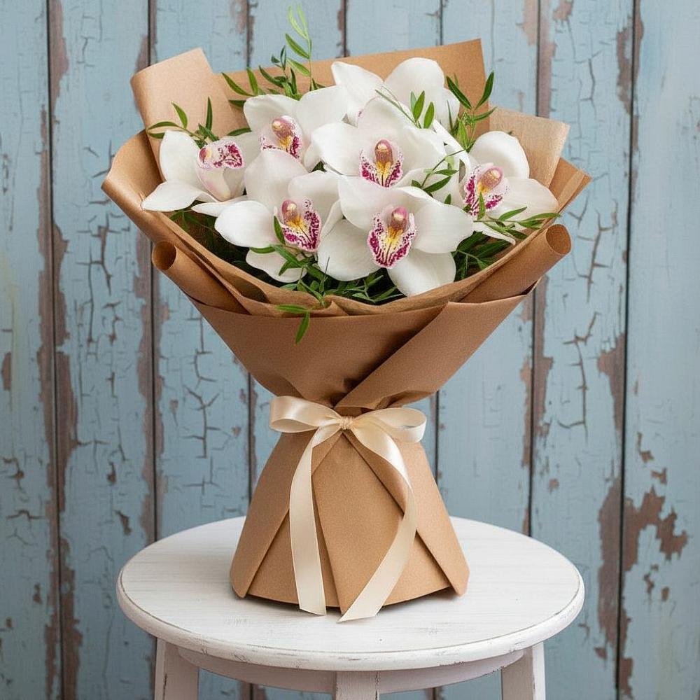 Букет цветов из: Орхидеи и Розы в Архангельской