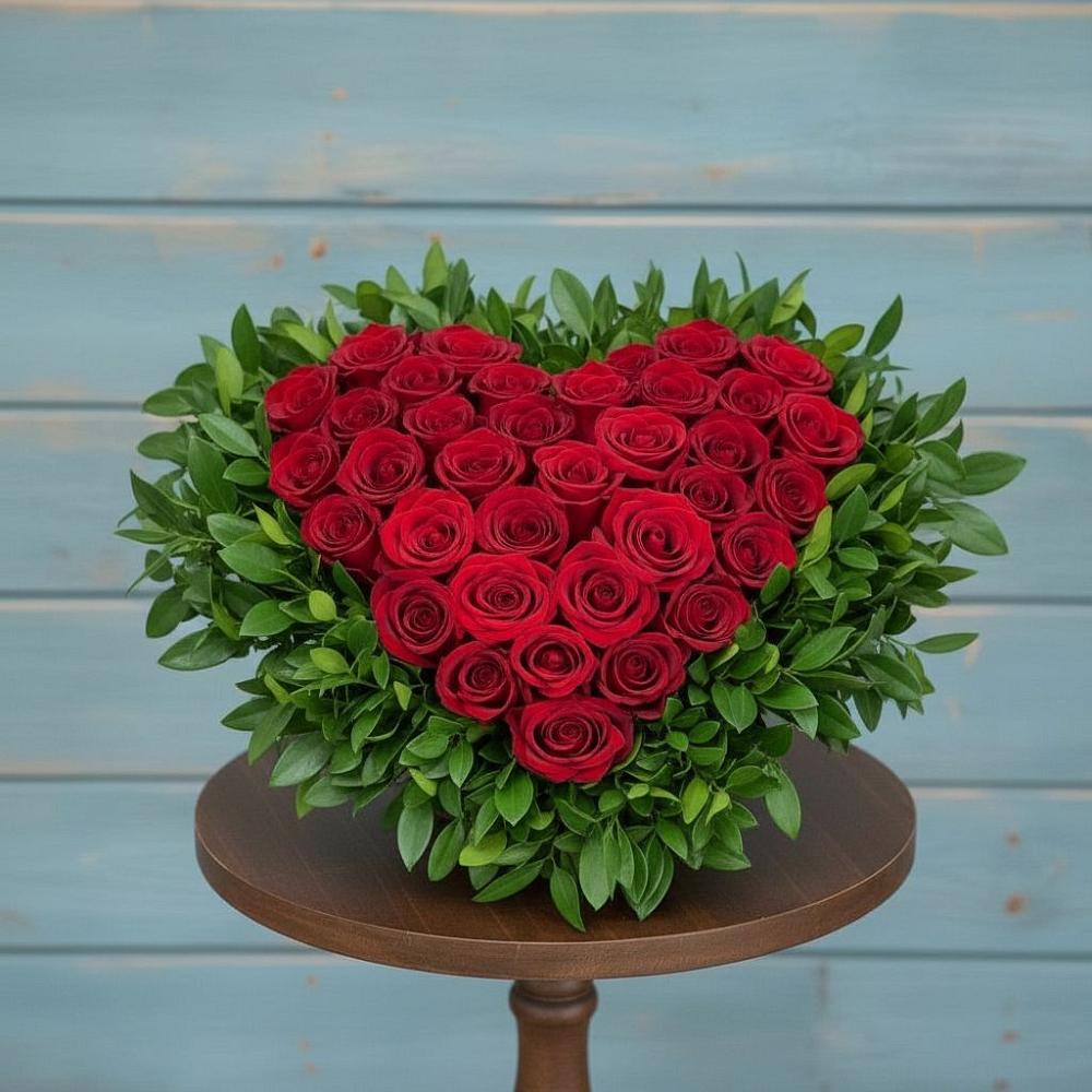 Цветочная композиция из Розы в виде сердца в Архангельской