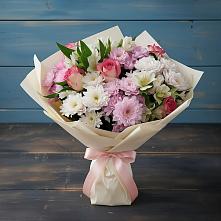 Букет цветов из:  Хризантемы, Альстромерии и Розы в Архангельской