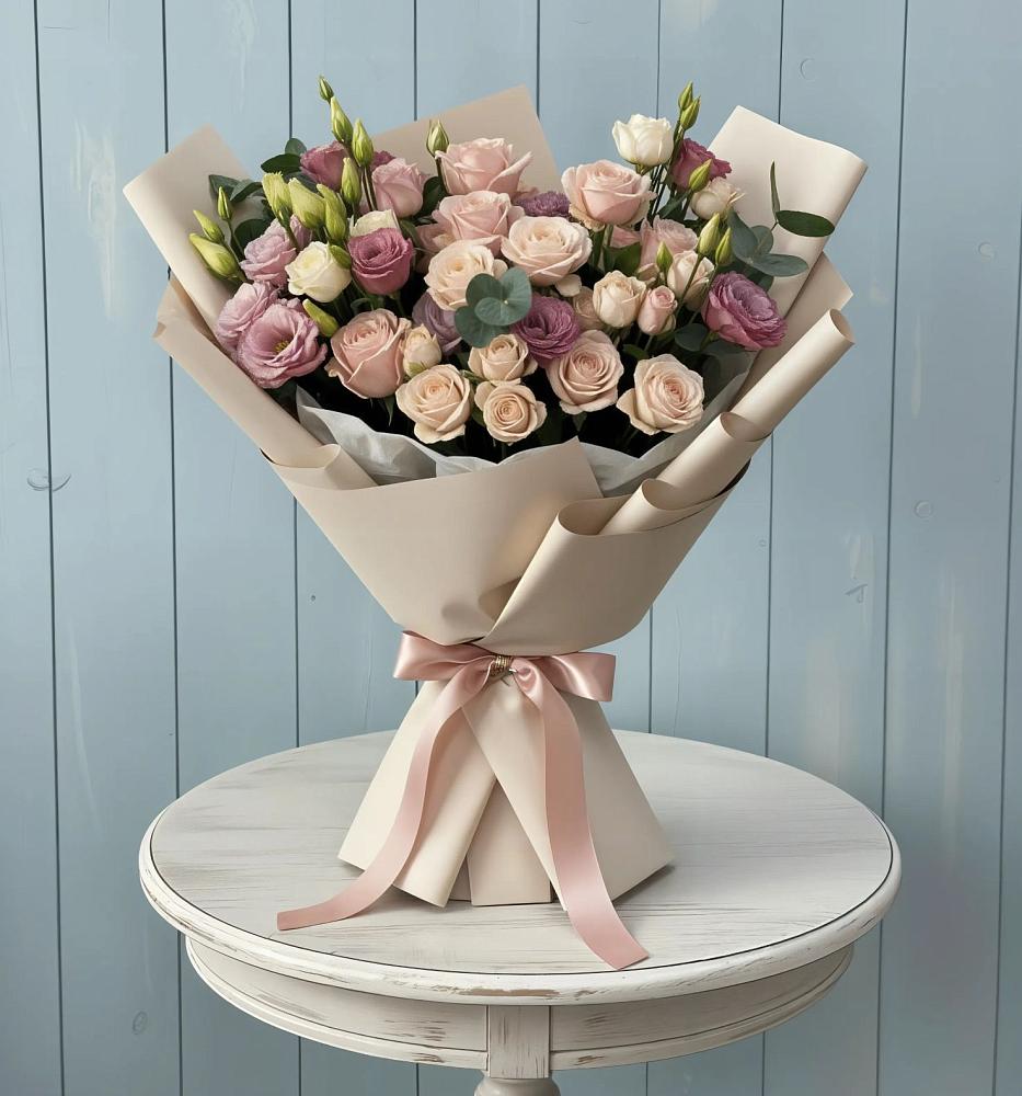 Букет цветов из: Розы и Лизиантусы в Архангельской