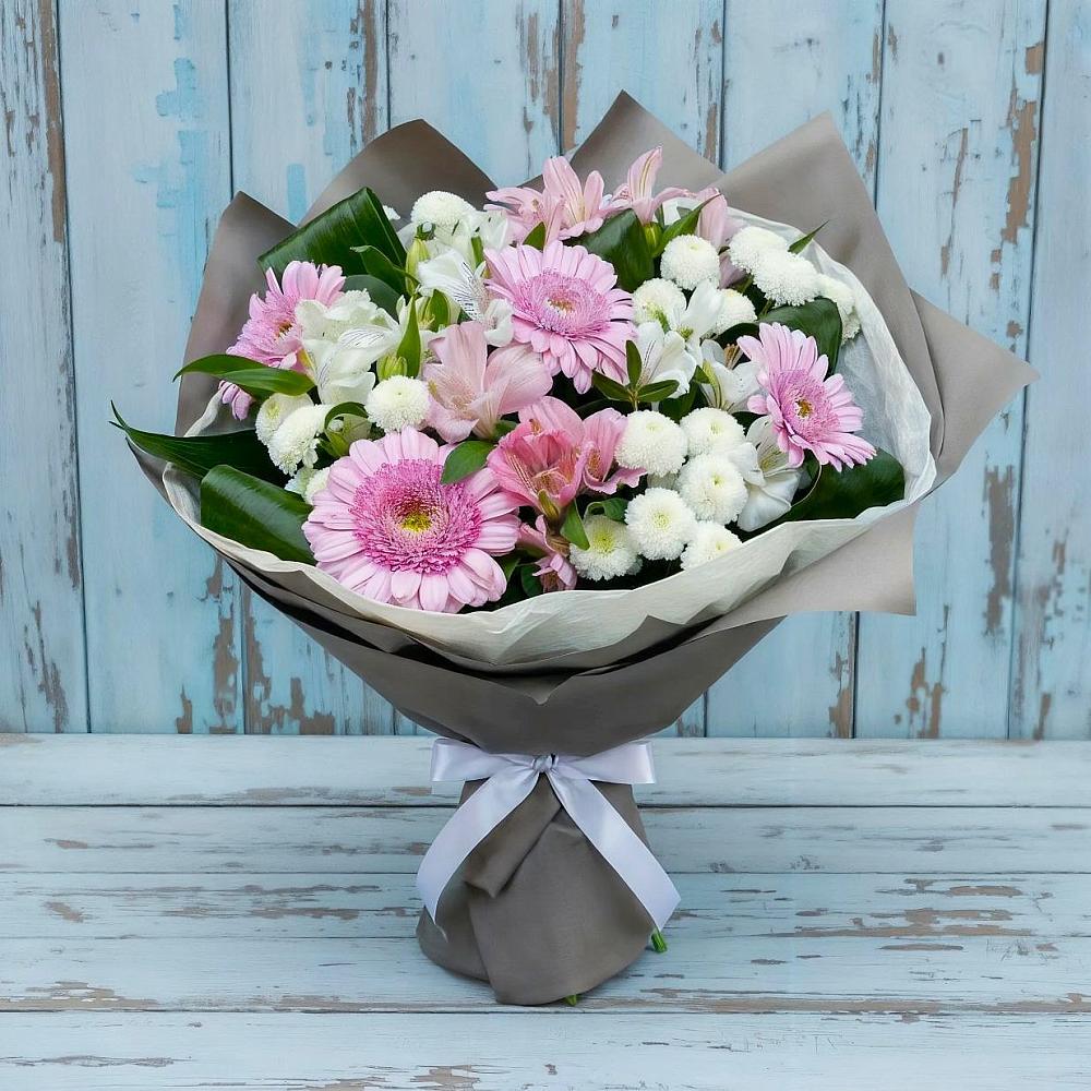 Букет цветов из: Герберы, Альстромерии и Хризантемы в Архангельской