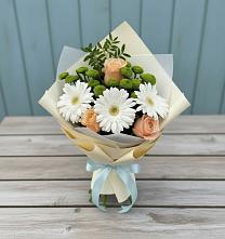 Букет цветов из:  Герберы, Розы и Хризантемы в Архангельской