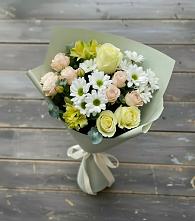 Букет цветов из:  Альстромерии, Розы и Хризантемы в Архангельской